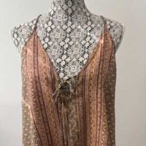 Multi-Colored Boho Tank Top, Criss-Cross Back, Spaghetti Straps, Size Small